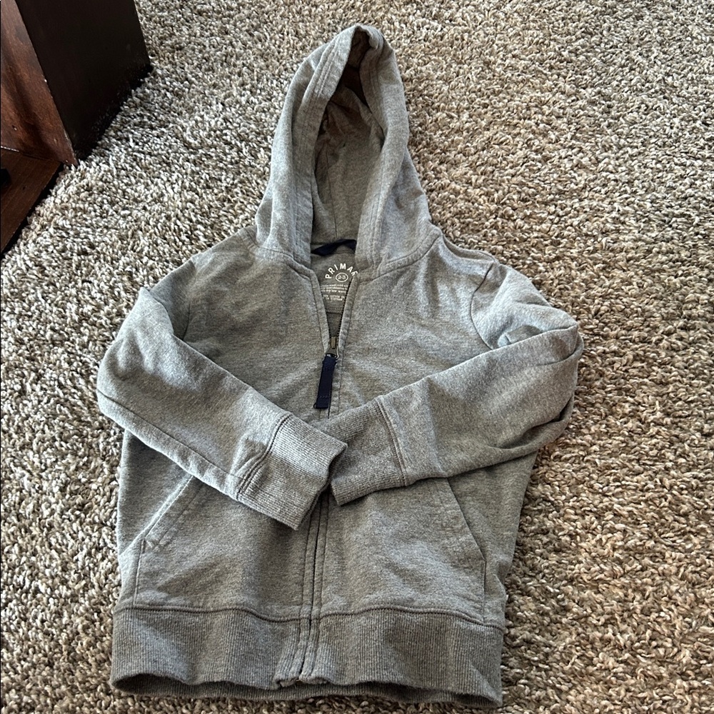 Gray zip up hoodie toddler boy size 2-3T